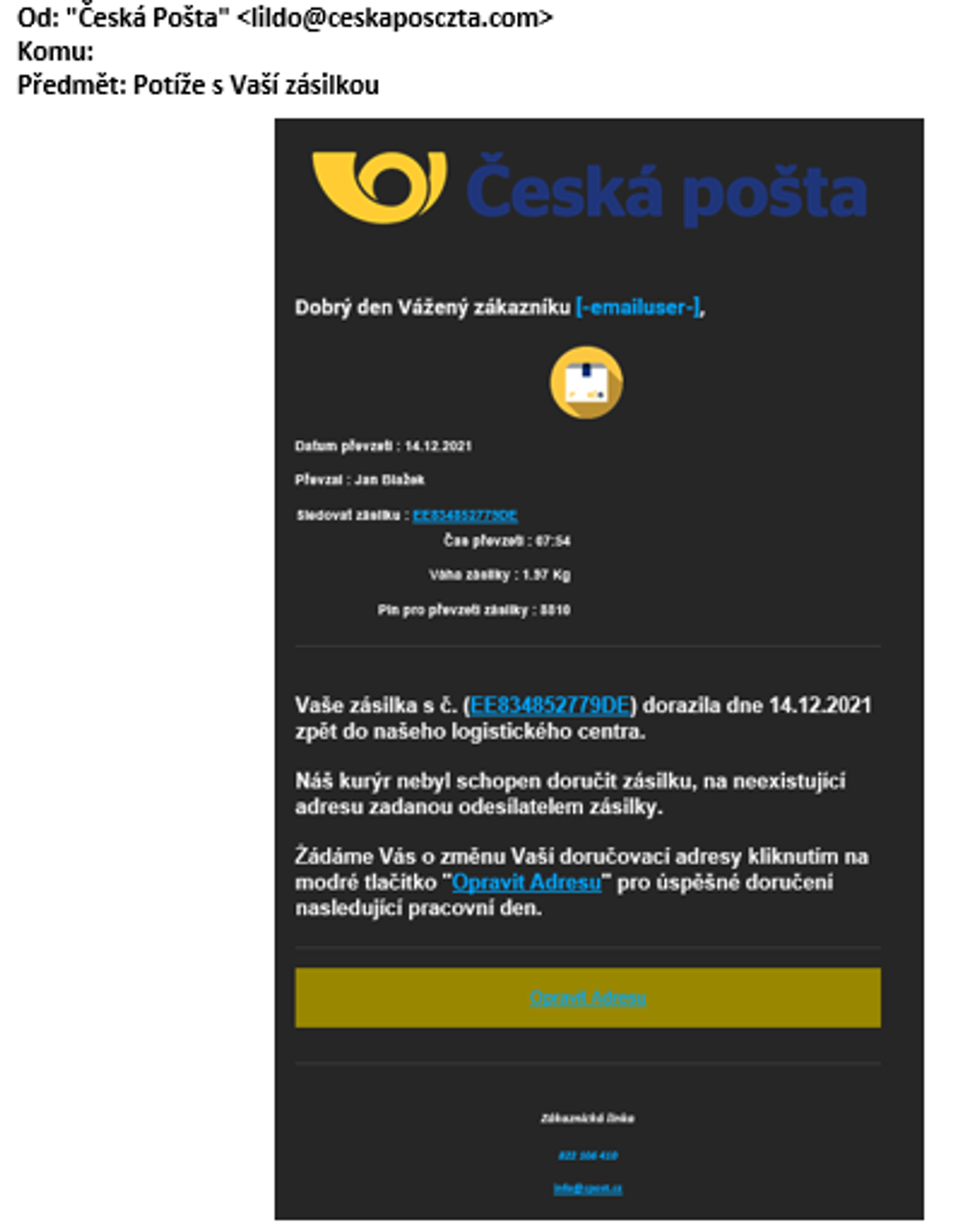 15-12 - Falešné e-maily vydávající se za Českou Poštu (7/14)