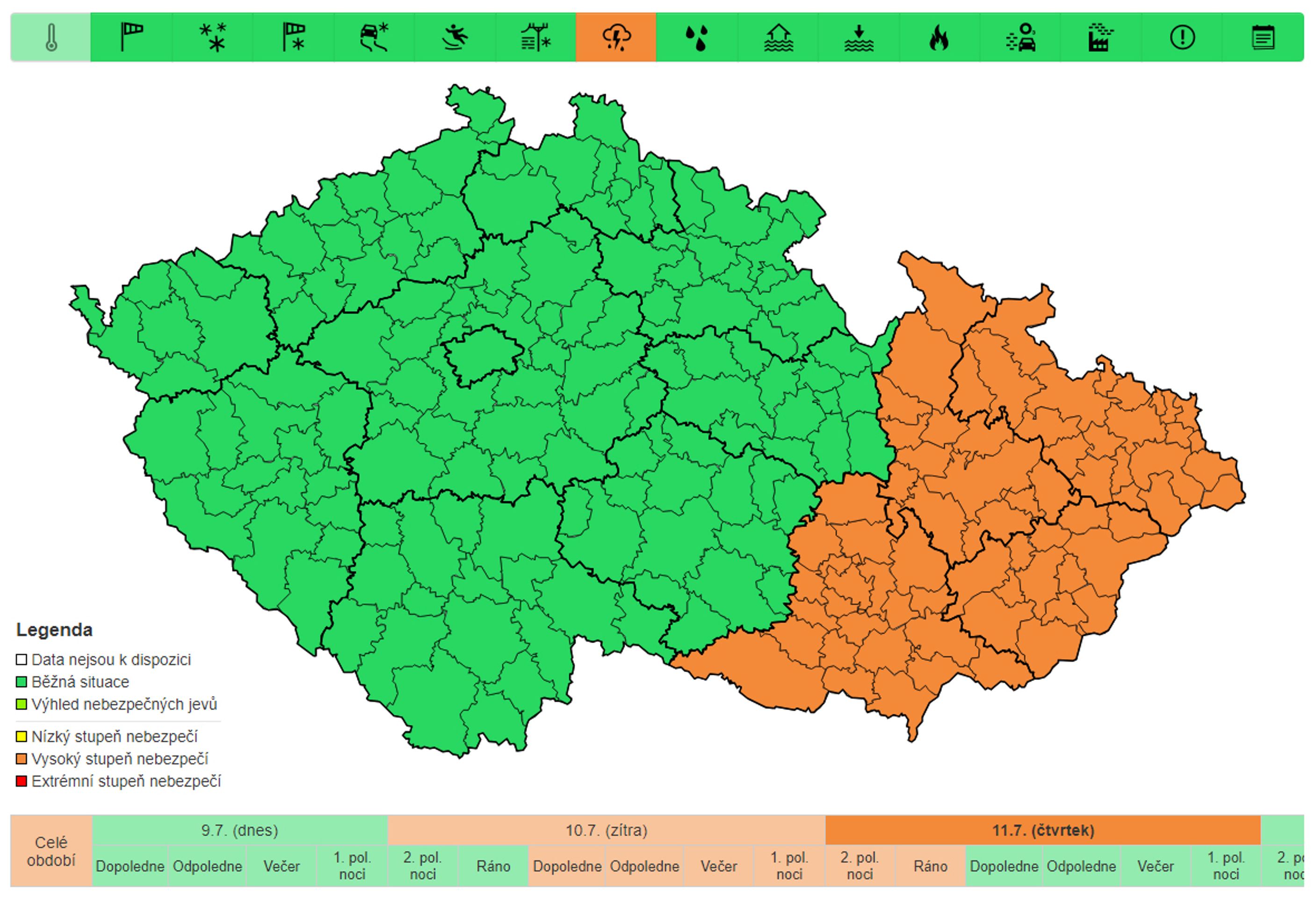 Výstraha před bouřkou, 11. 7. 2024 - Výstrahy na následující dny (6/6)
