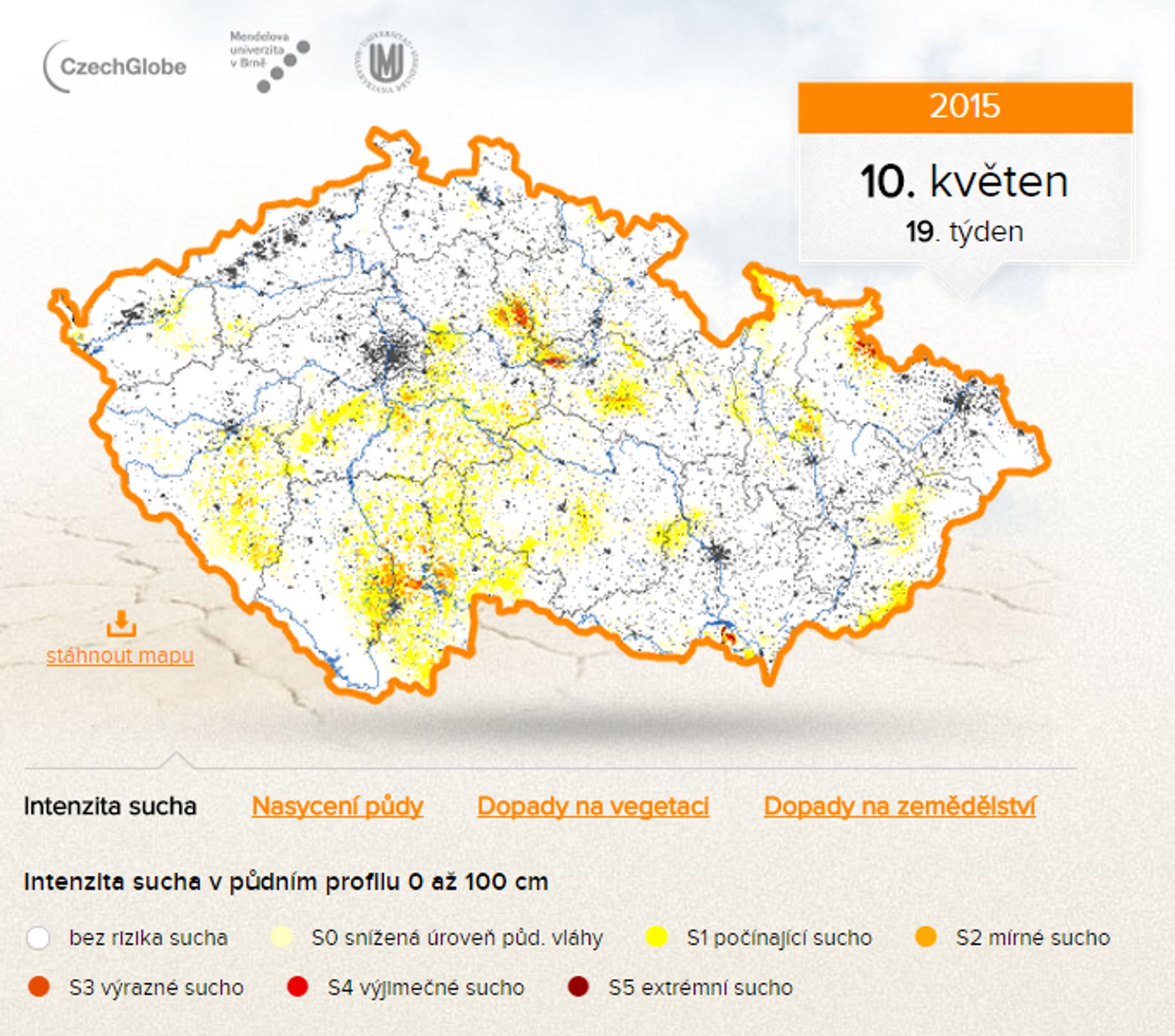 Mapa - Aktuální stav sucha v České republice - 10. květen - GALERIE: Aktuální stav sucha v České republice (5/7)