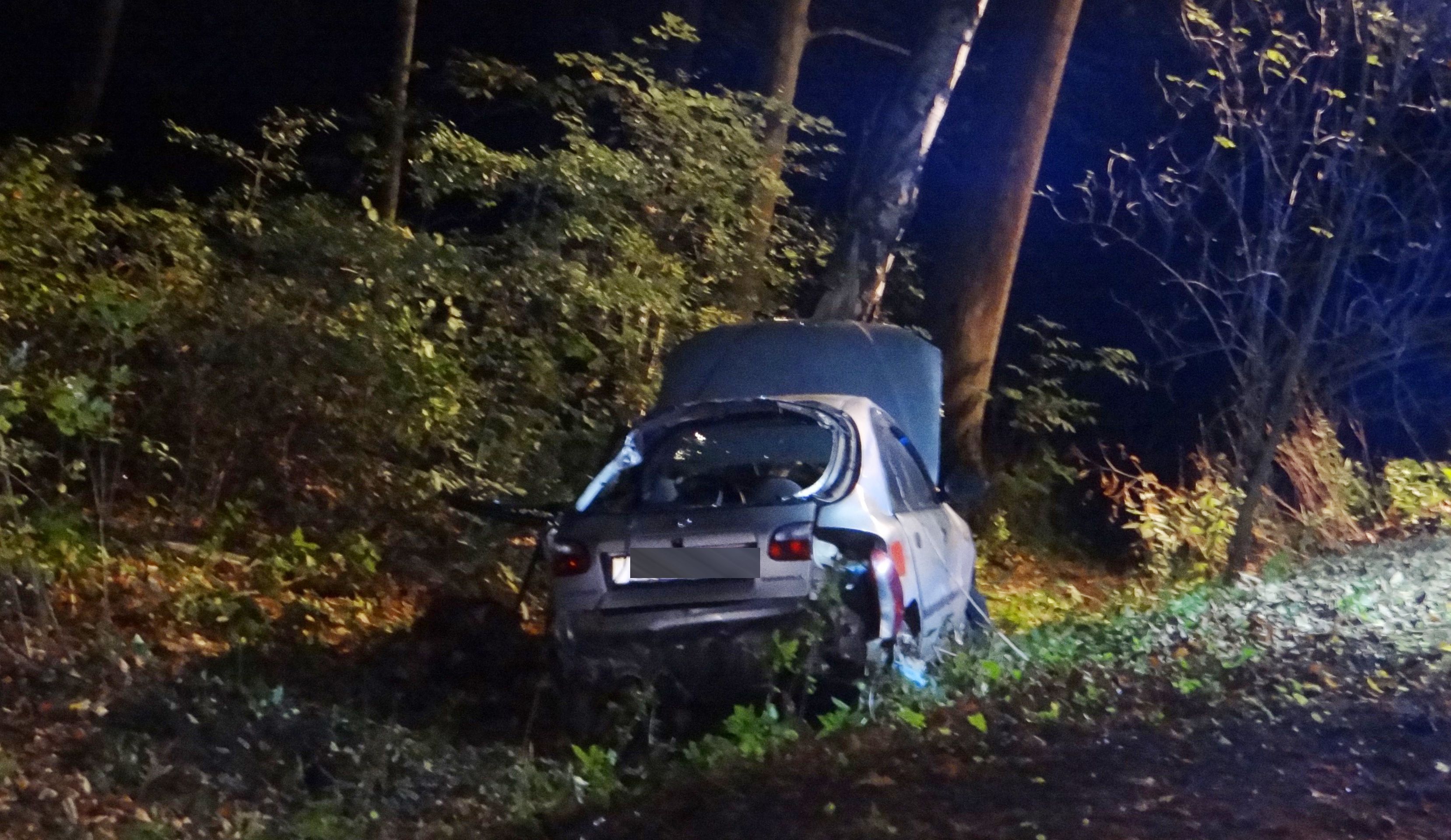 Auto skončilo v lese, oba muži leželi v bezvědomí opodál - GALERIE: Vážná nehoda u Prahy (4/5)