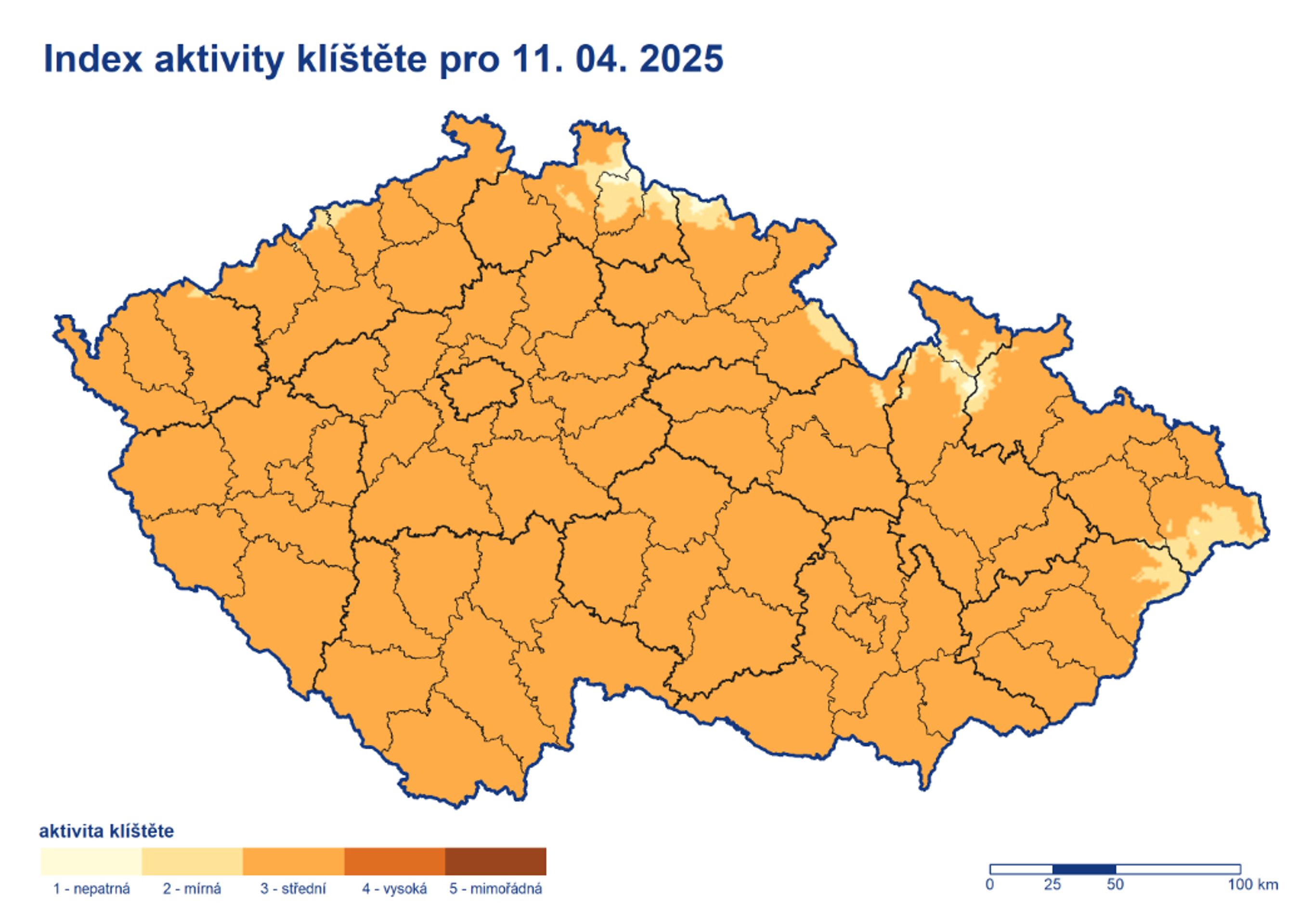 Index aktivity klíštěte, 11. 4. 2025 - Aktivita klíšťat (1/3)