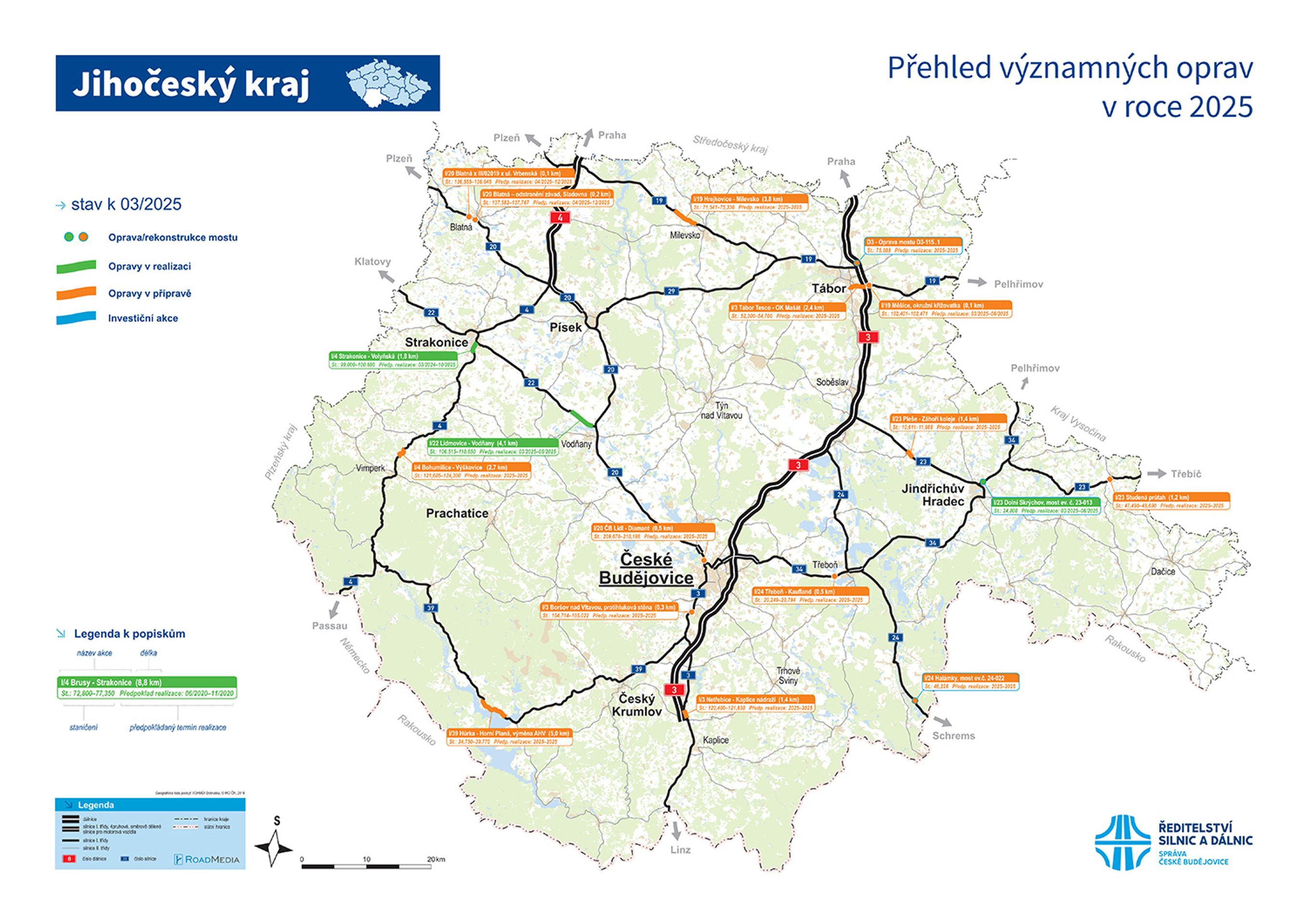 Jihočeský kraj - mapa oprav - Mapy oprav a výstavby (4/26)