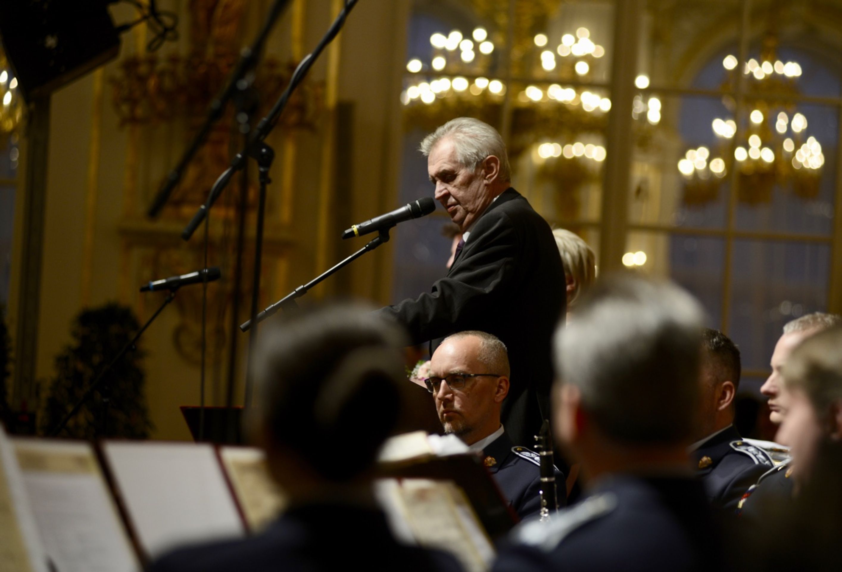 Miloš Zeman při projevu na Pražském hradě - GALERIE: Večírek a koncert na Pražském hradě (5/7)