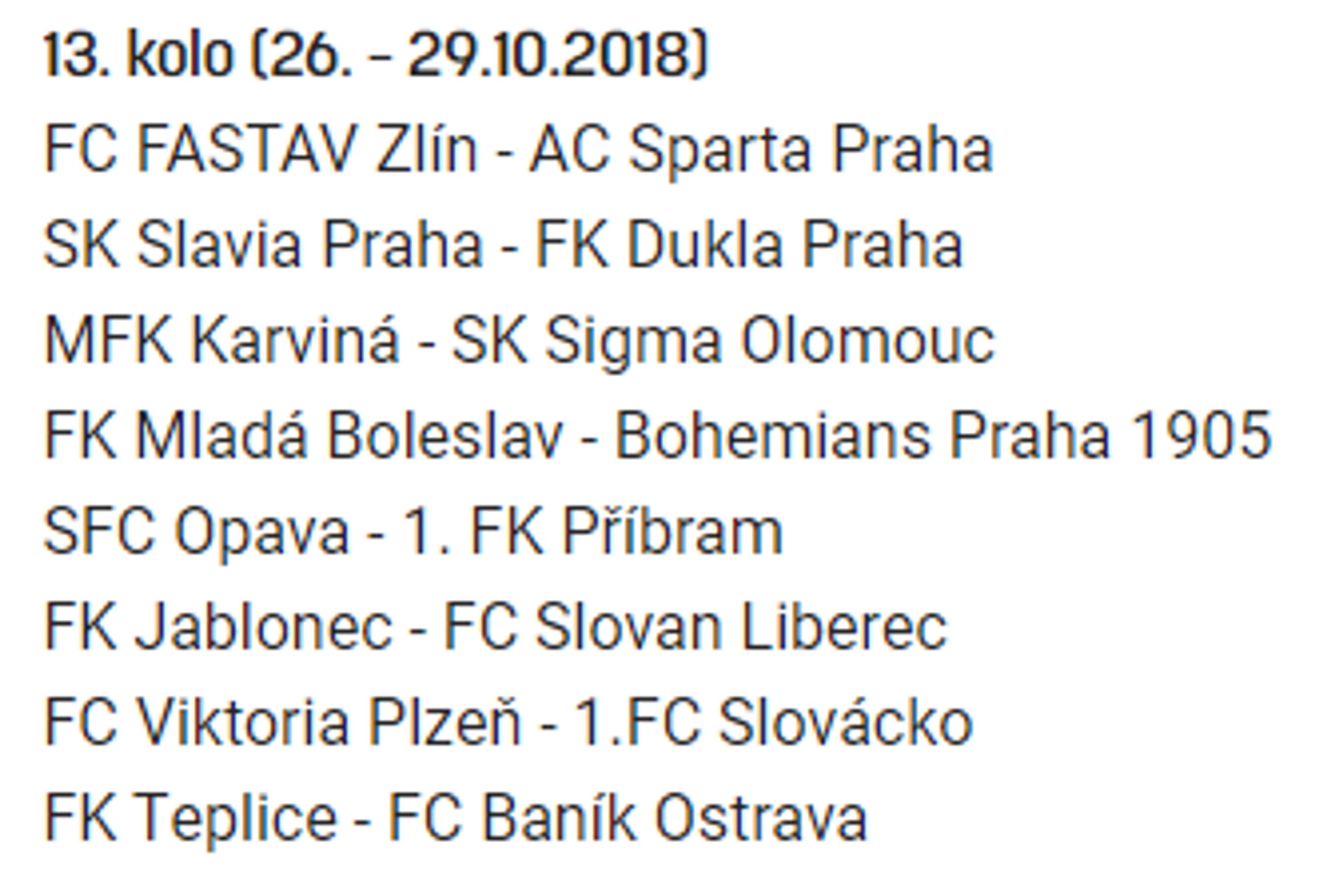 13. kolo - GALERIE: Přehled jednotlivých kol ročníku 2018/19 (13/30)