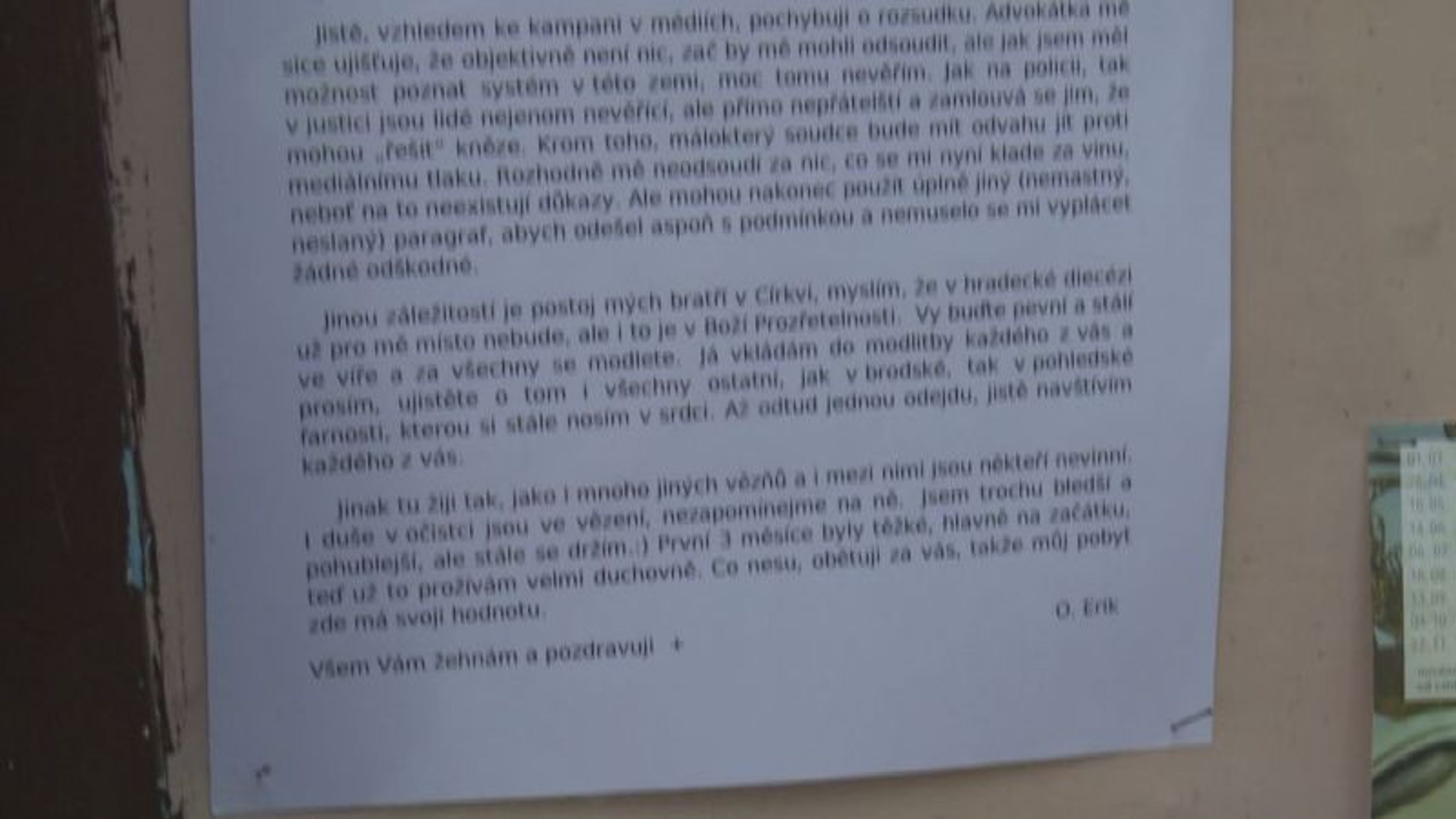 Dopis Erika Tvrdoně z vazby - 2 - GALERIE: Otevřený dopis Erika Tvrdoně (2/3)