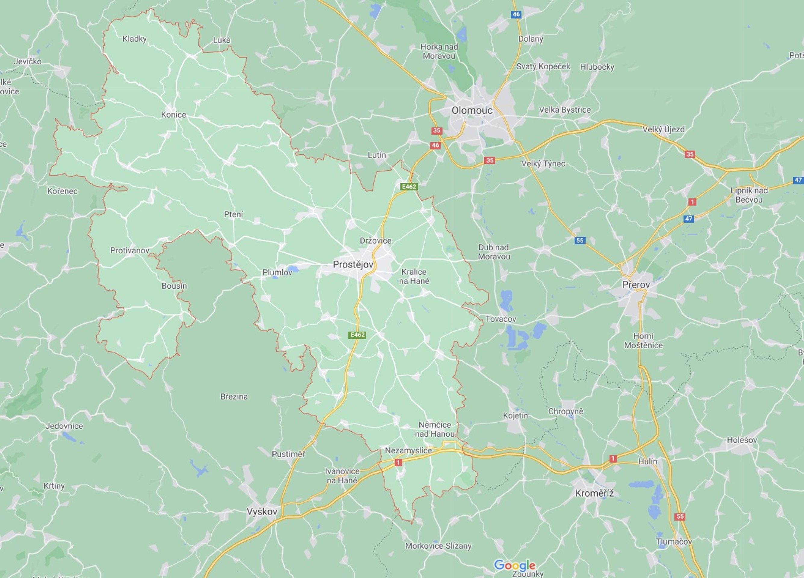 Olomoucký kraj - okres Prostějov - GALERIE: Mapy okresů v Olomouckém kraji (3/5)