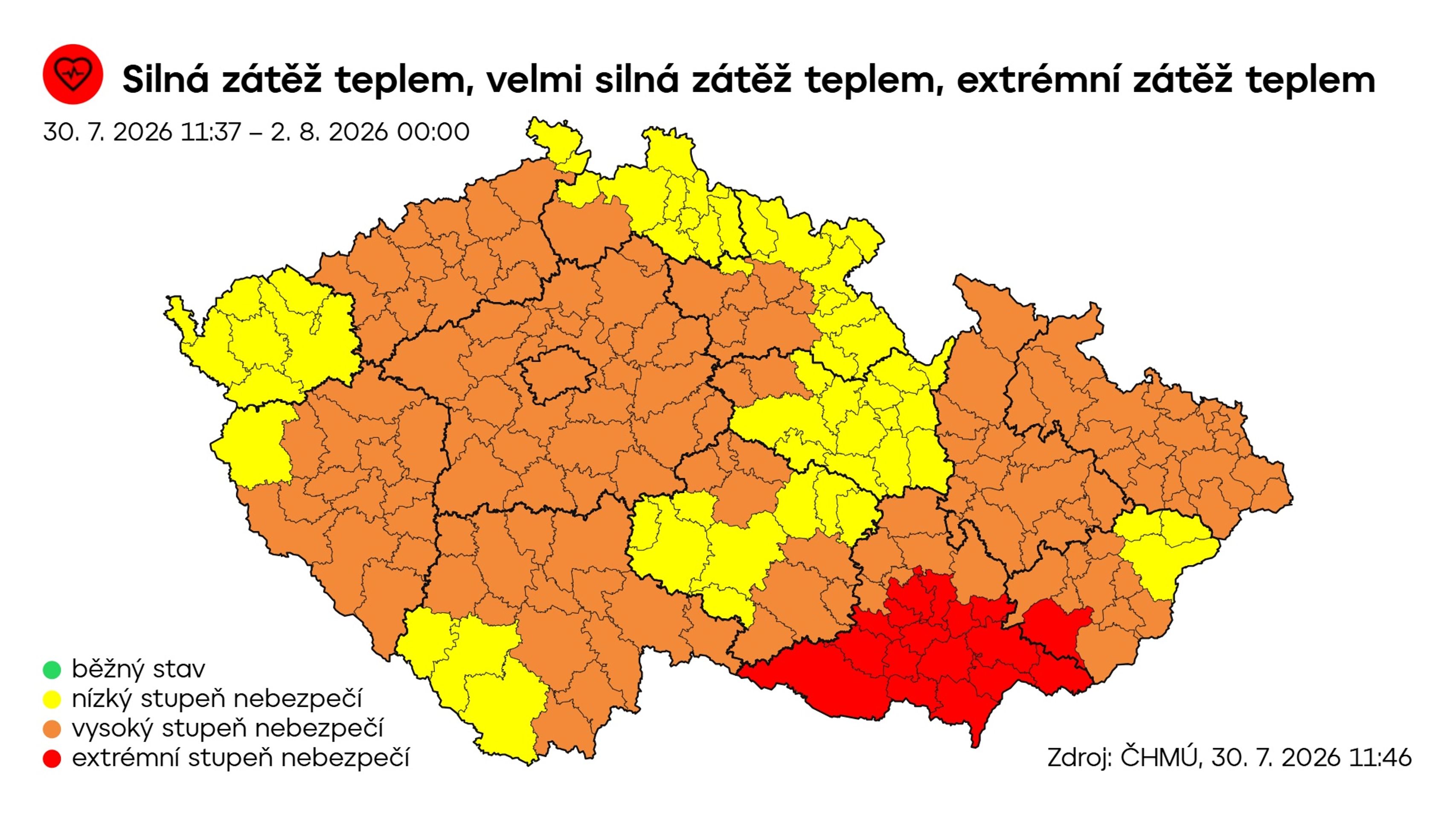 Výstraha ČHMÚ – Silná zátěž teplem, velmi silná zátěž teplem, extrémní zátěž teplem - Výstrahy ČHMÚ (1/5)