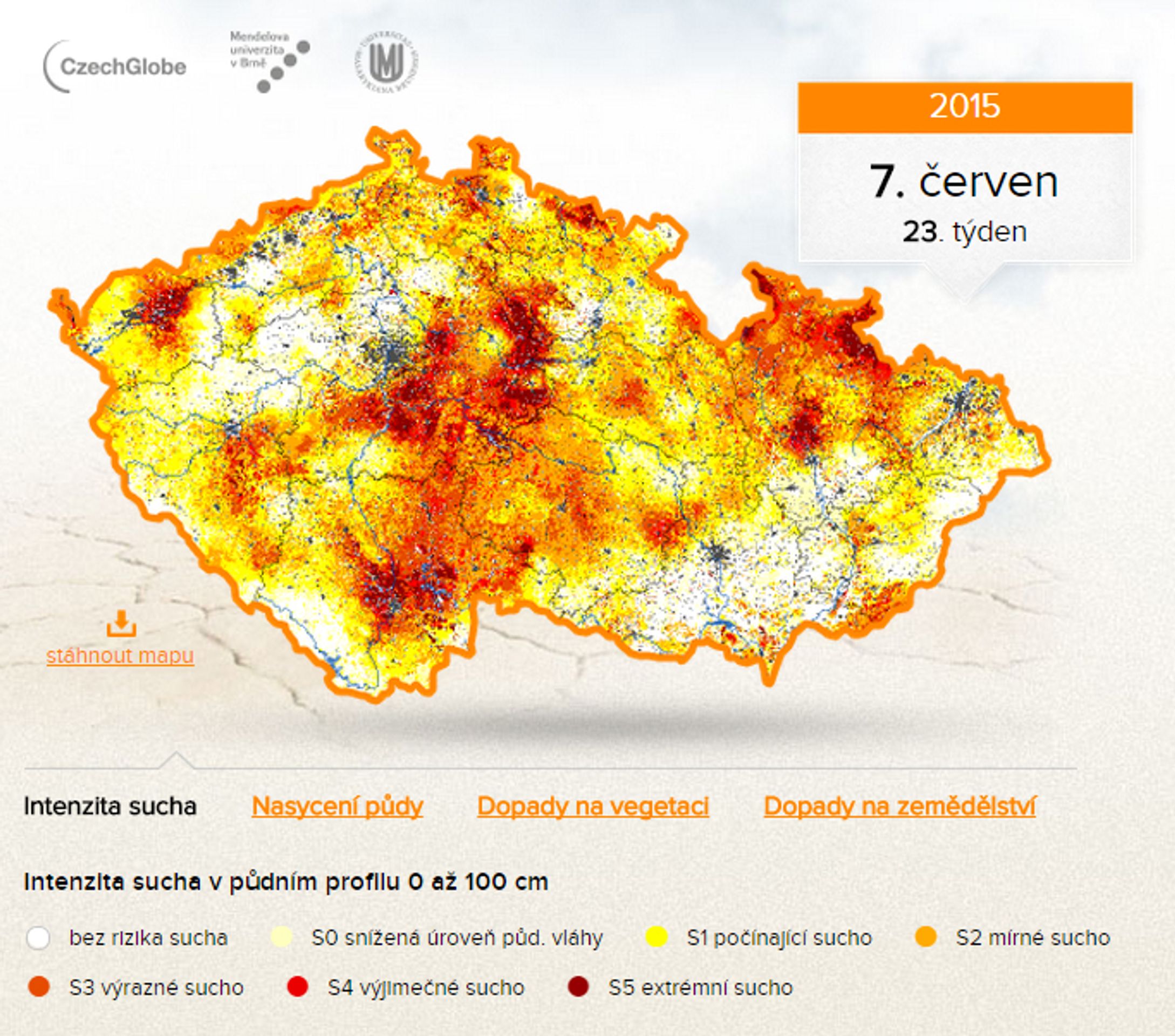 Mapa - Aktuální stav sucha v České republice - 7. červen - GALERIE: Aktuální stav sucha v České republice (6/7)