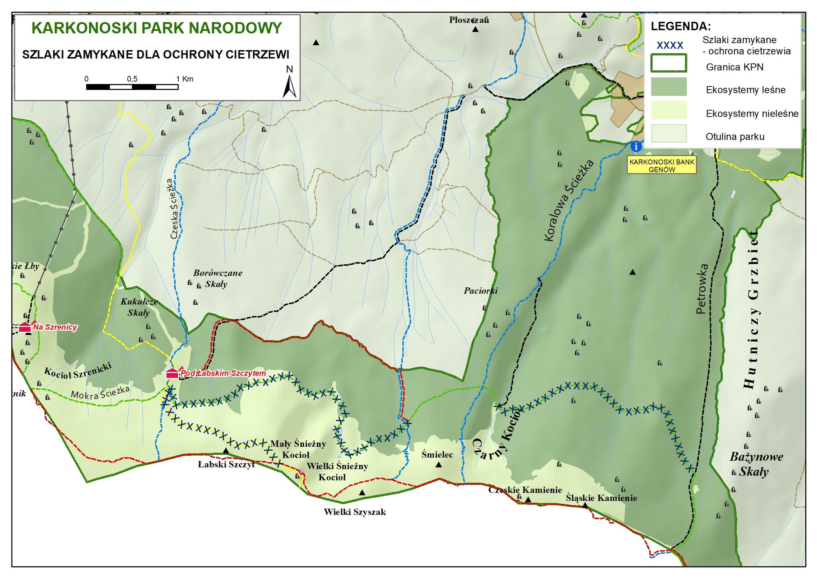 Sezonní omezení vstupu v Krkonošském národním parku na polské straně (1) - Sezonní omezení vstupu v Krkonošském národním parku (13/13)
