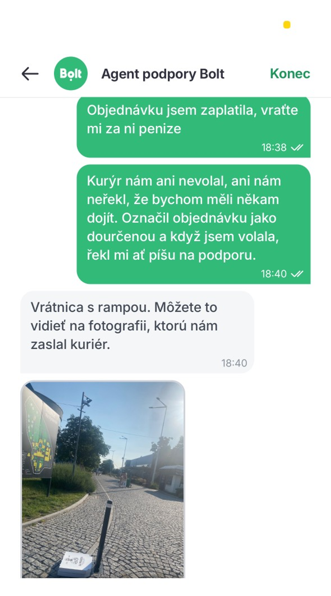 Obrázek 2 - Komunikace se službou Bolt (2/10)