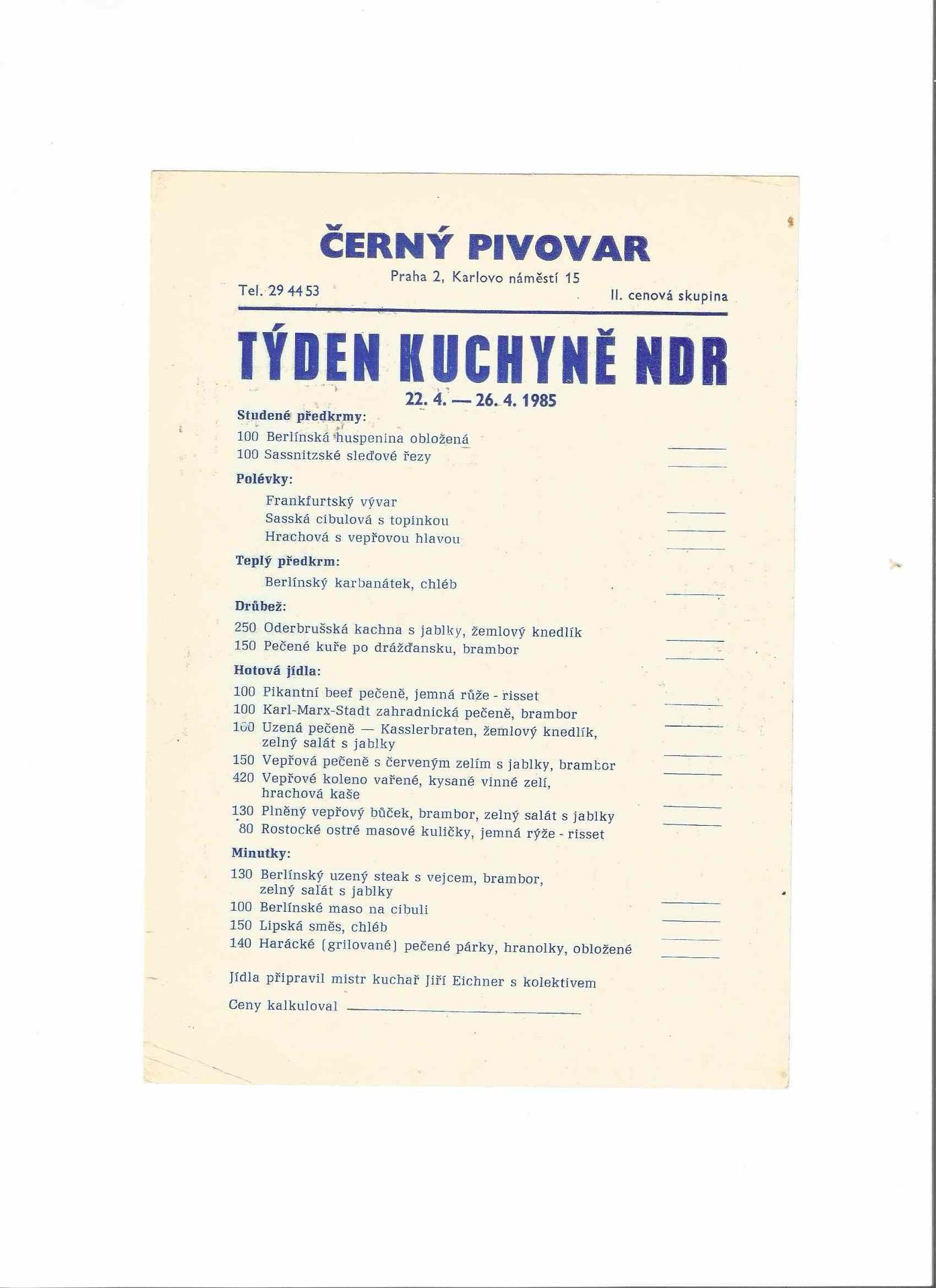 Dřívější jídelníčky - 4 - GALERIE: Jídelní menu (3/6)