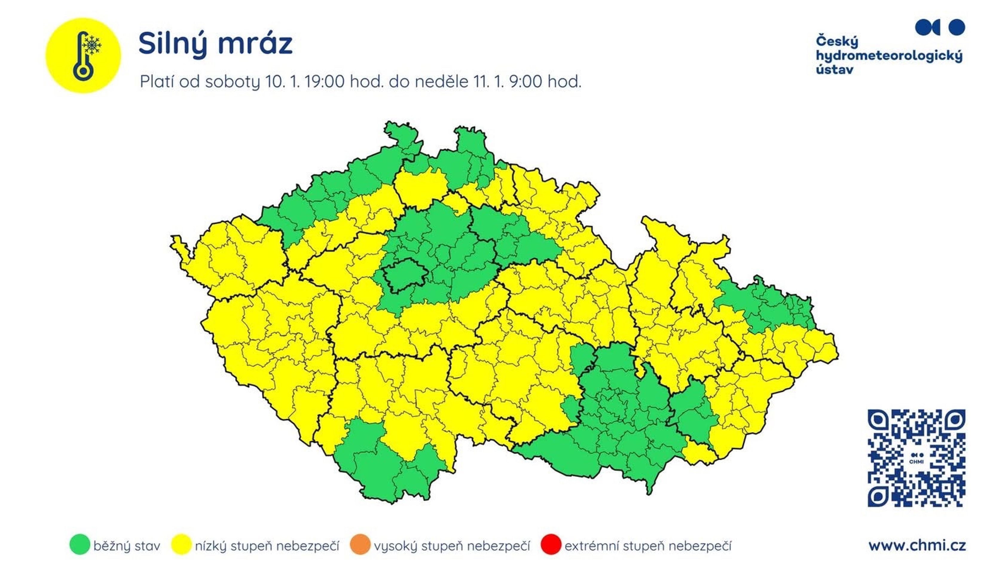 Výstraha před silným mrazem od sobotních 19 hodin - Výstrahy (1/4)