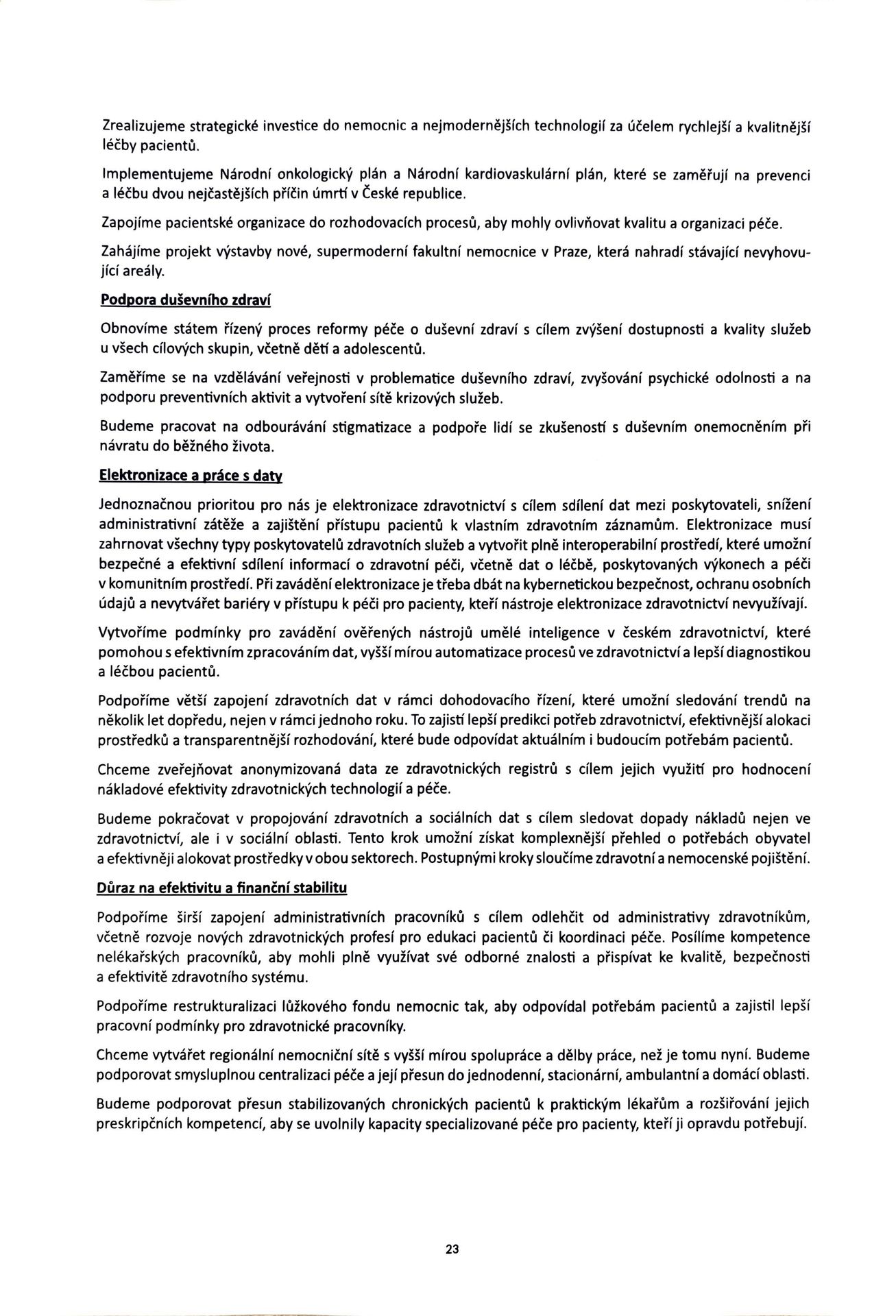 Návrh programového prohlášení vlády ČR – listopad 2025 (23) - Návrh programového prohlášení vlády ČR – listopad 2025 (23/38)
