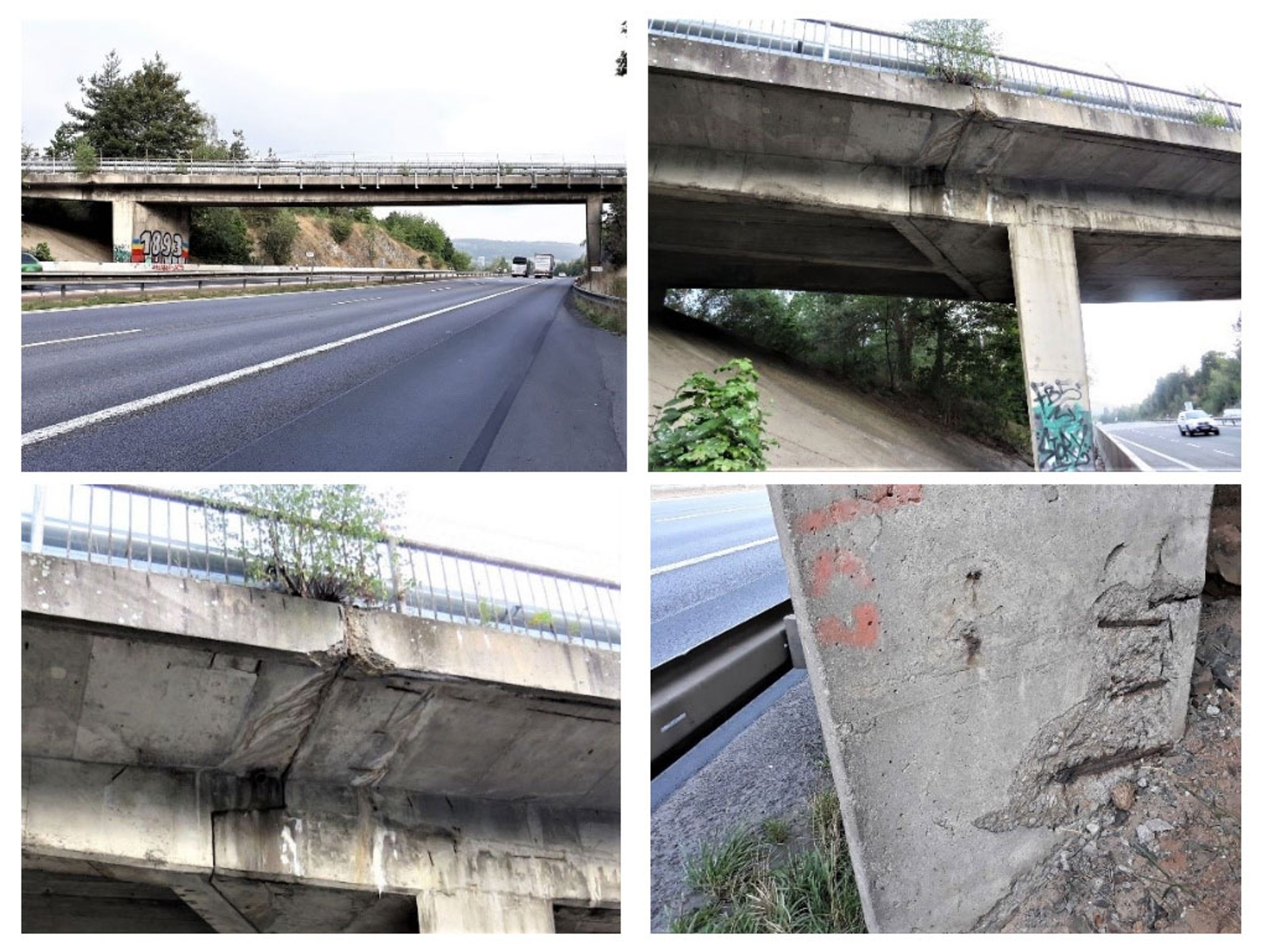 Dálniční nadjezd u Hrusic - Problematická místa na D1 (4/10)