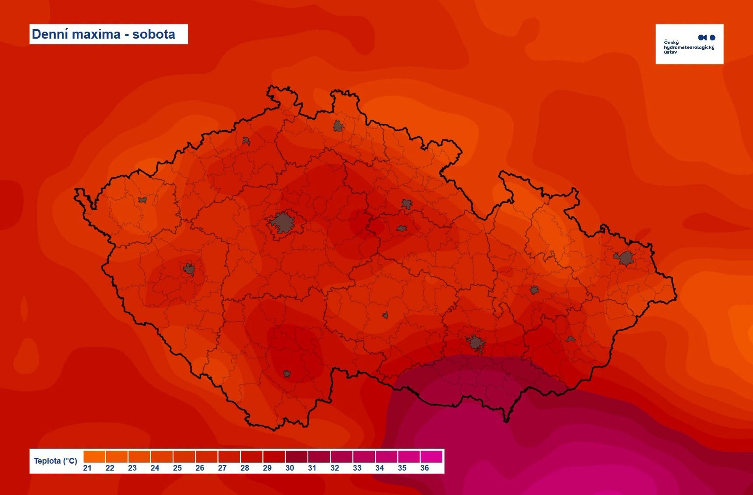 Denní maxima – sobota - Mapy ČHMÚ (2/4)
