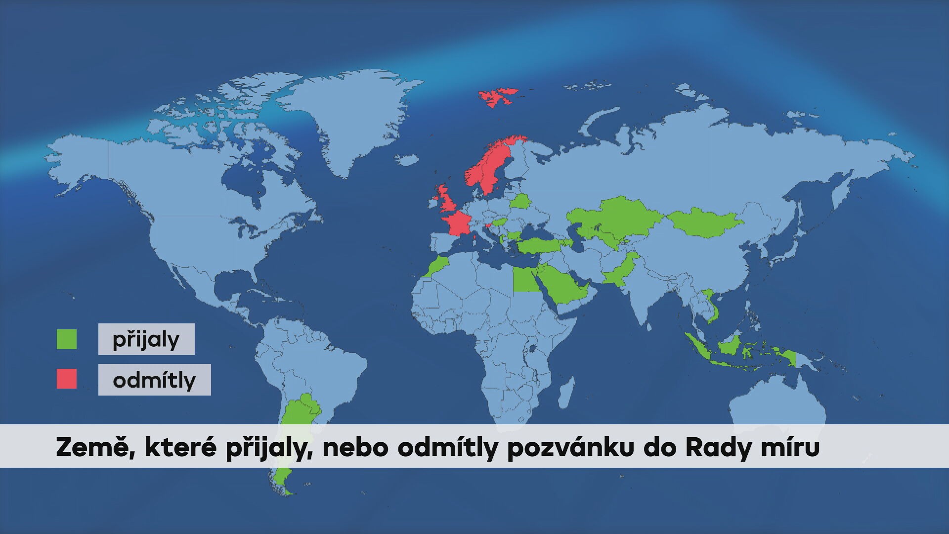 Země, které přijaly, nebo odmítly pozvánku do Rady míru