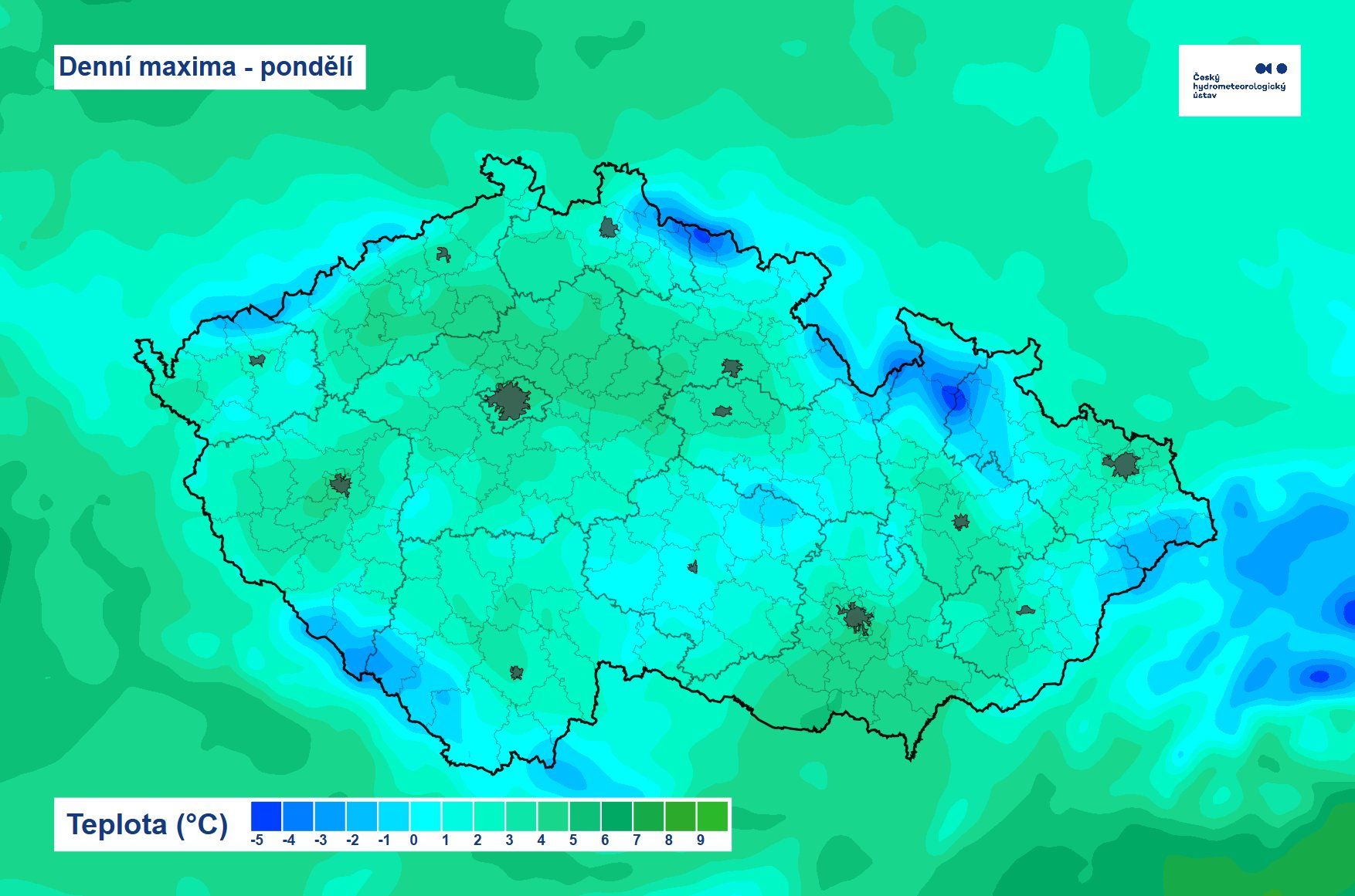 Denní maxima – pondělí 17. 3. 2025