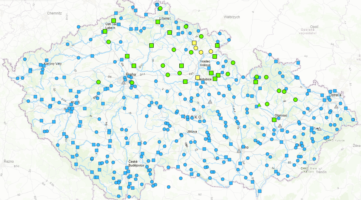 Povodňové stupně 12. 2. 2024