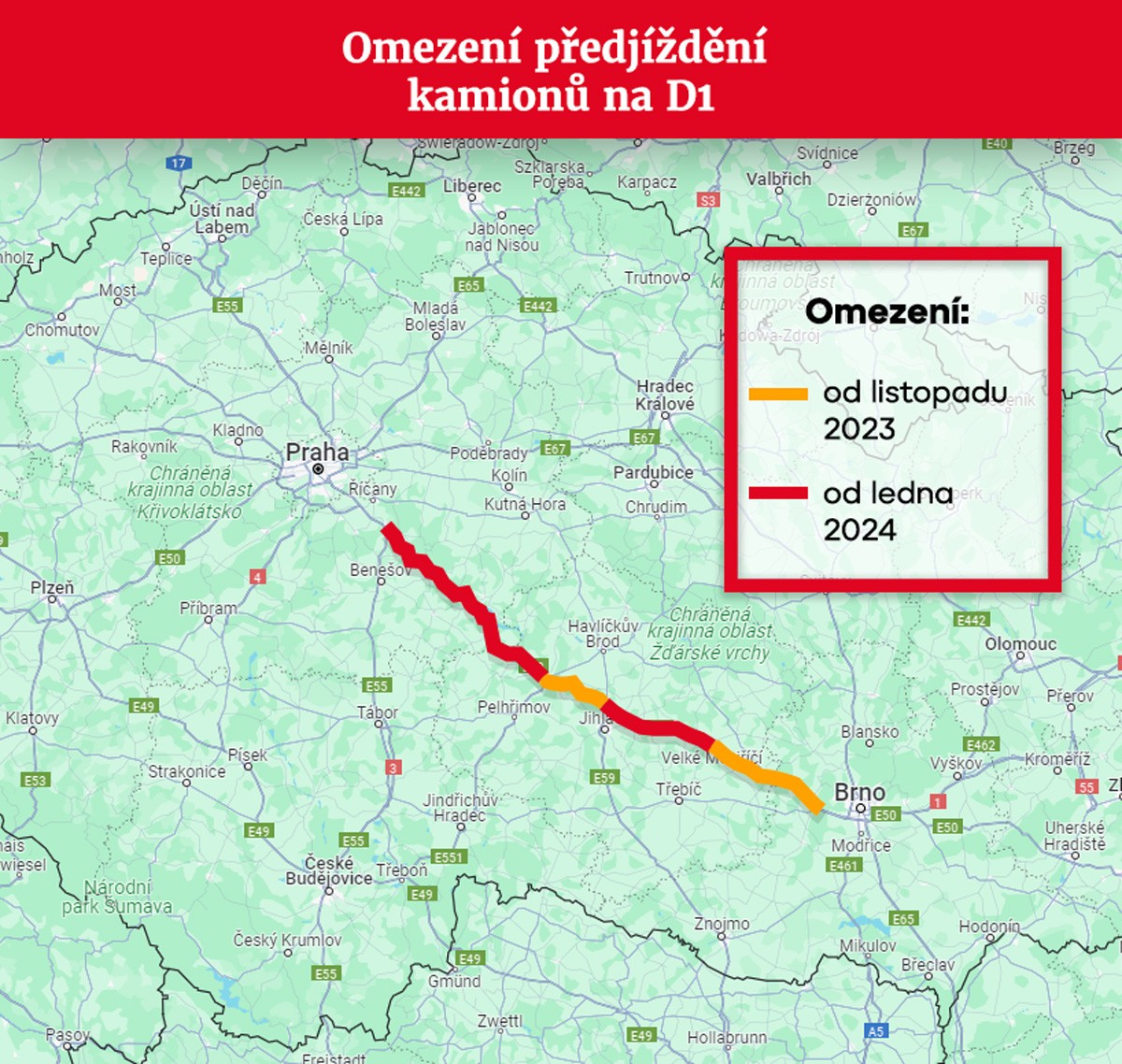 Omezení předjíždění kamionů na D1