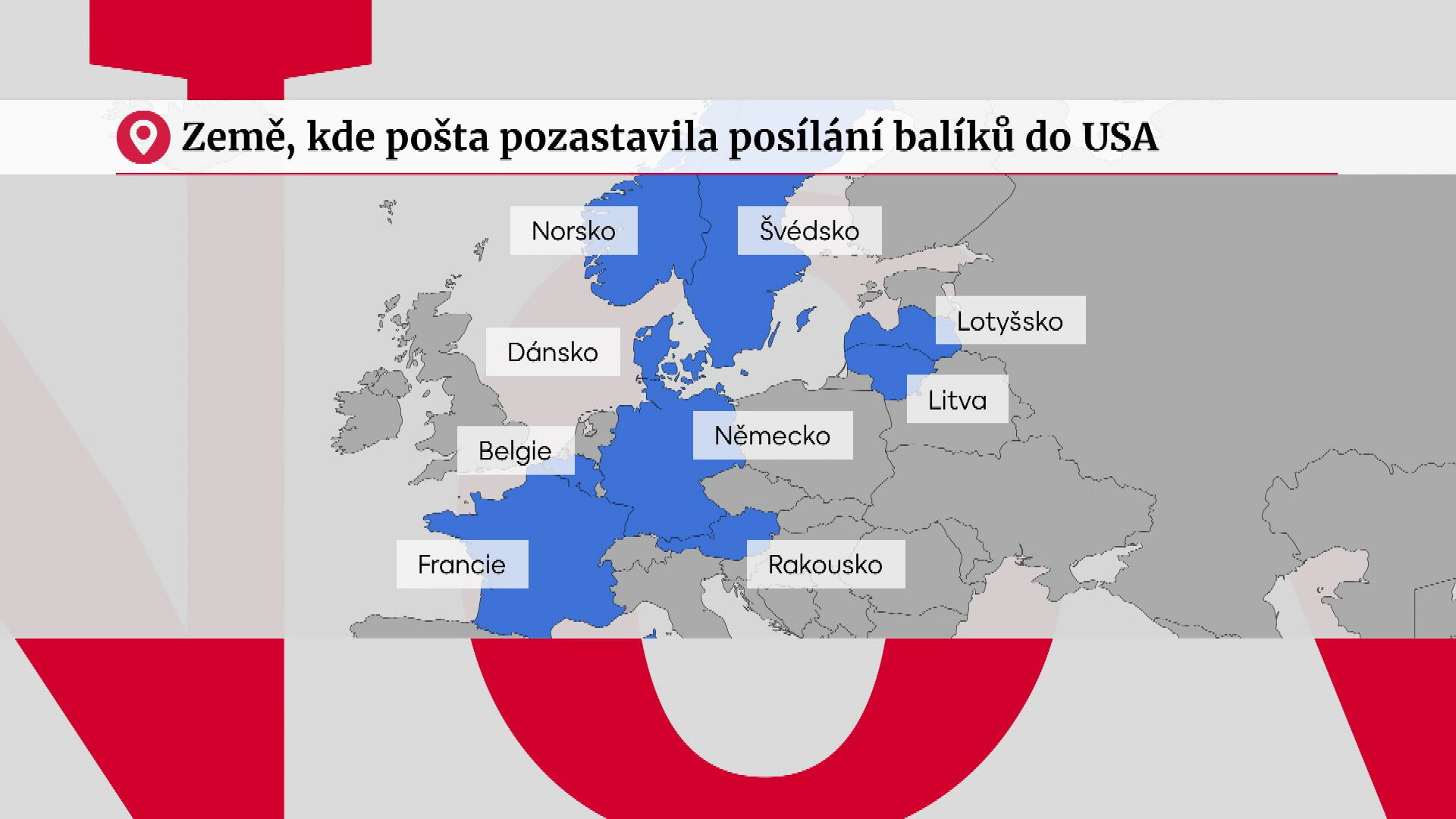 Země, kde pošta pozastavila posílání balíků do USA