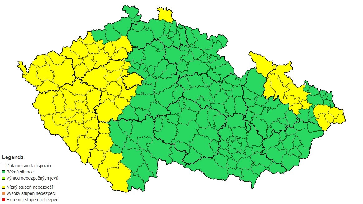 Výstraha před větrem, 1. 1. a 2. 1. 2025