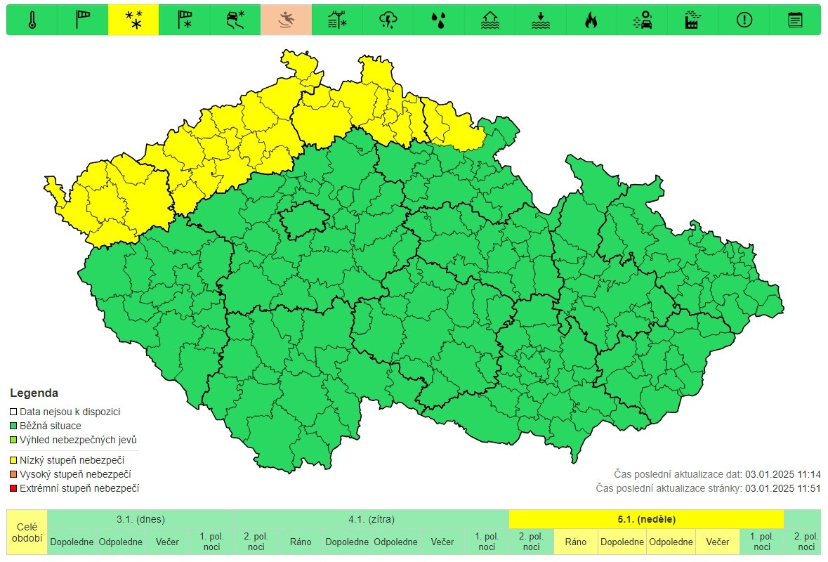 Výstraha před sněžením, 5. 1.