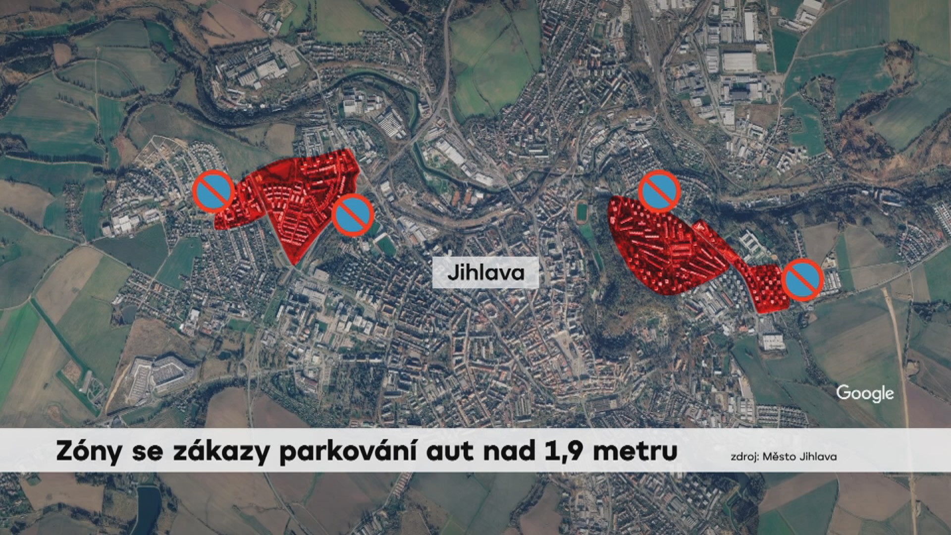 Zóny se zákazy parkování aut nad 1,9 metru