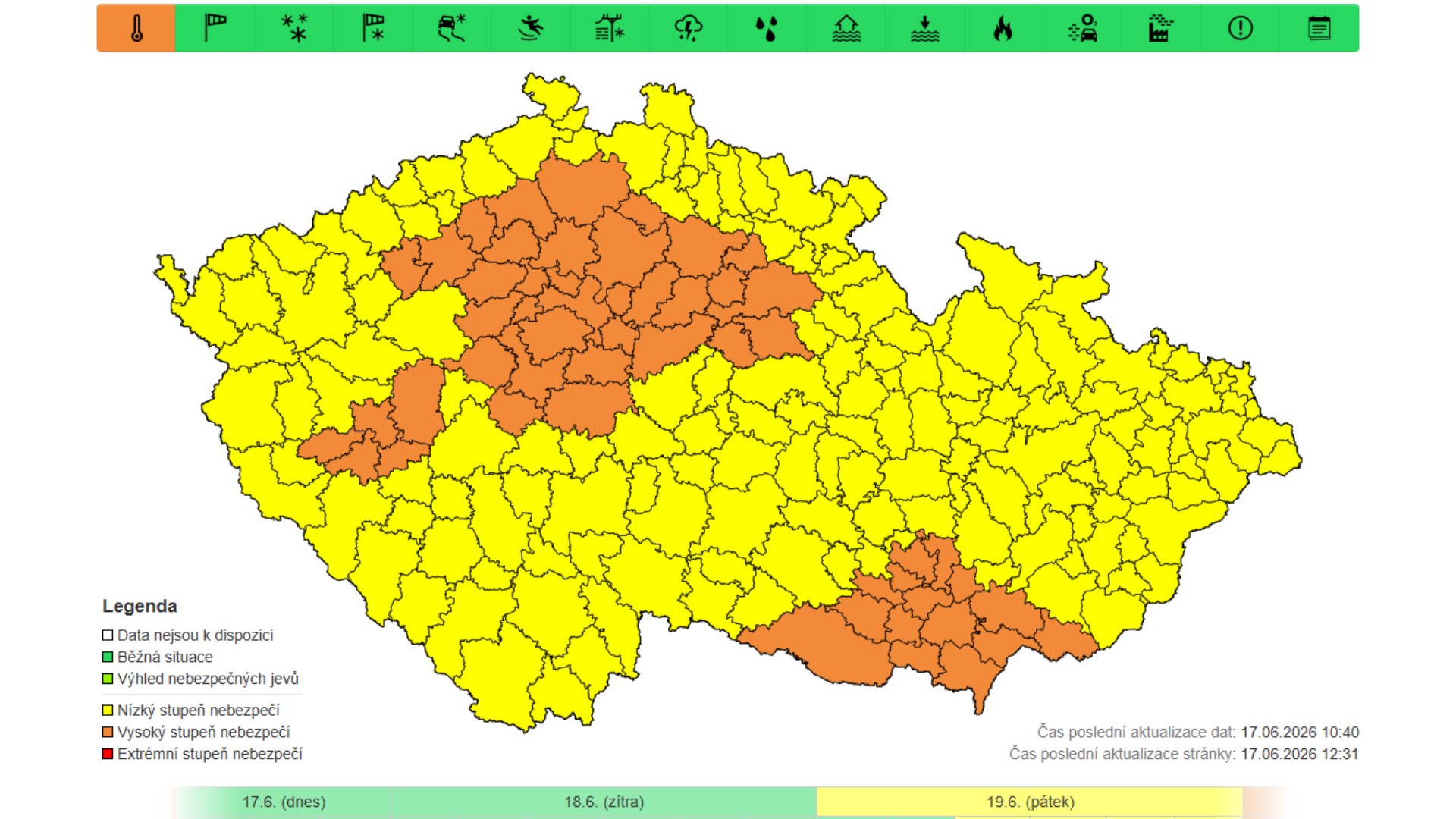 Výstraha – Vysoké a velmi vysoké teploty