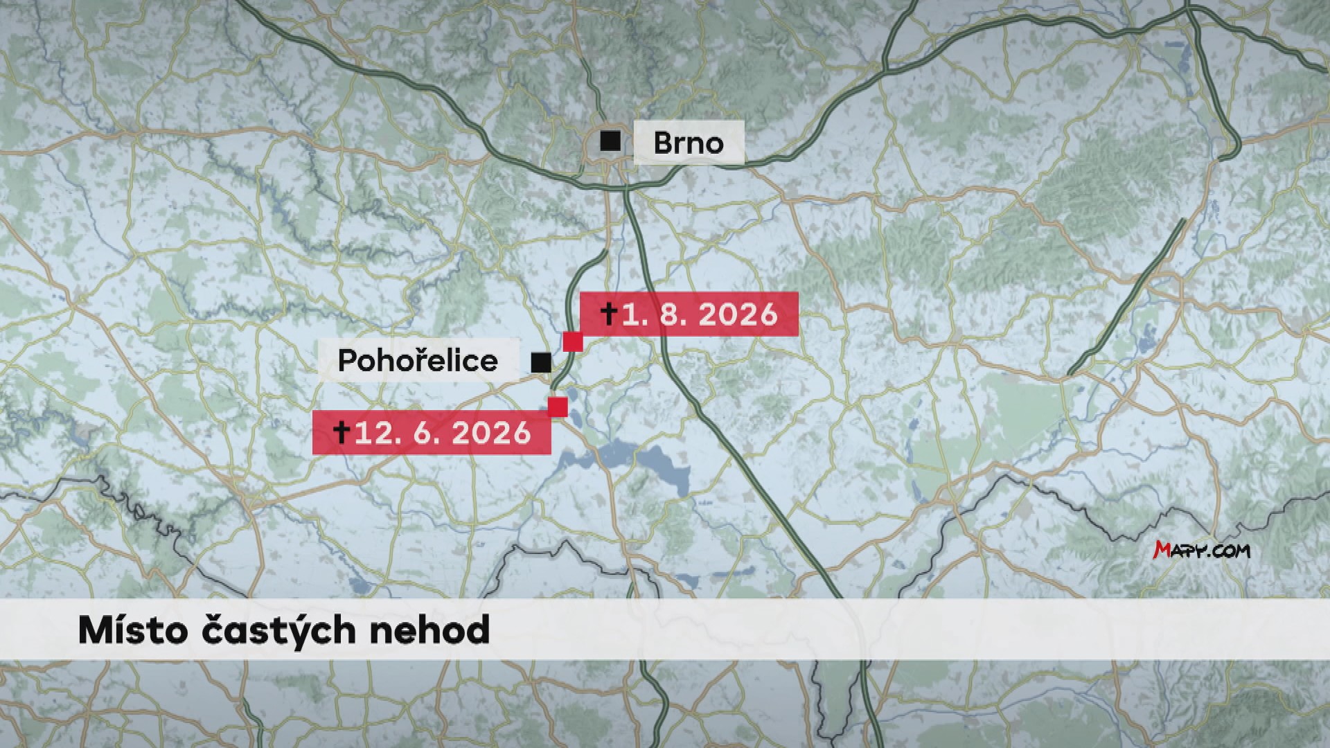 Místo častých nehod mapa