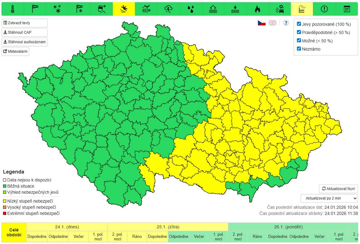 Výstraha před ledovkou (24. 1. 2026)