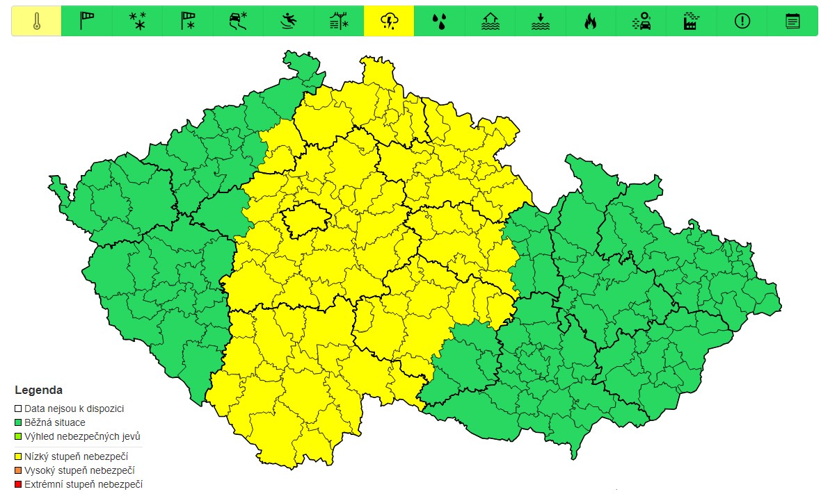 Výstraha před silnými bouřkami, čtvrtek 29. 8.