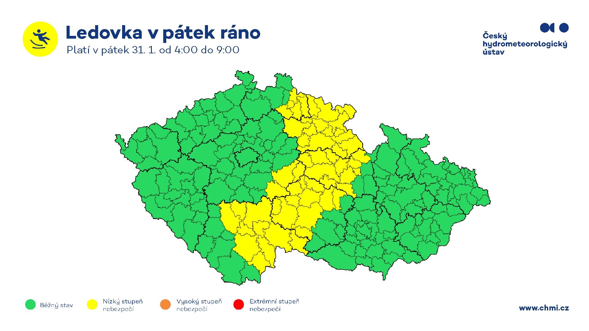 Výstraha před ledovkou, 31. 1. 2025