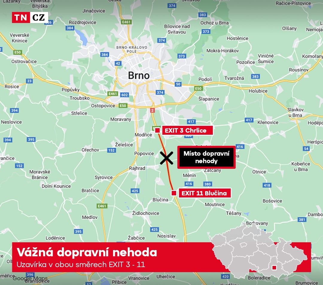 Mapa místa dopravní nehody
