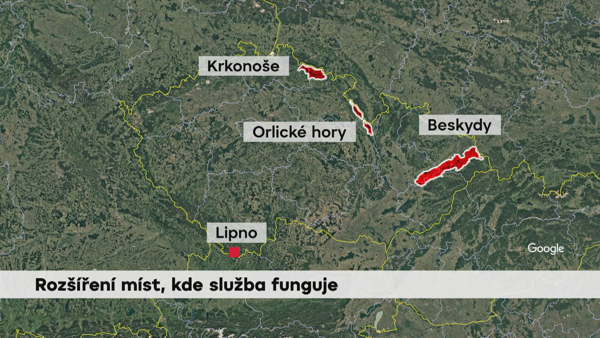 Rozšíření míst, kde služba funguje