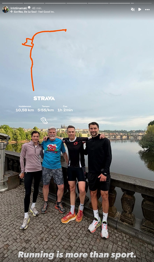Atletka Kristiina Mäki, prezident Petr Pavel, prezident Finska Alexander Stubb a fotbalista Kaan Kairinen