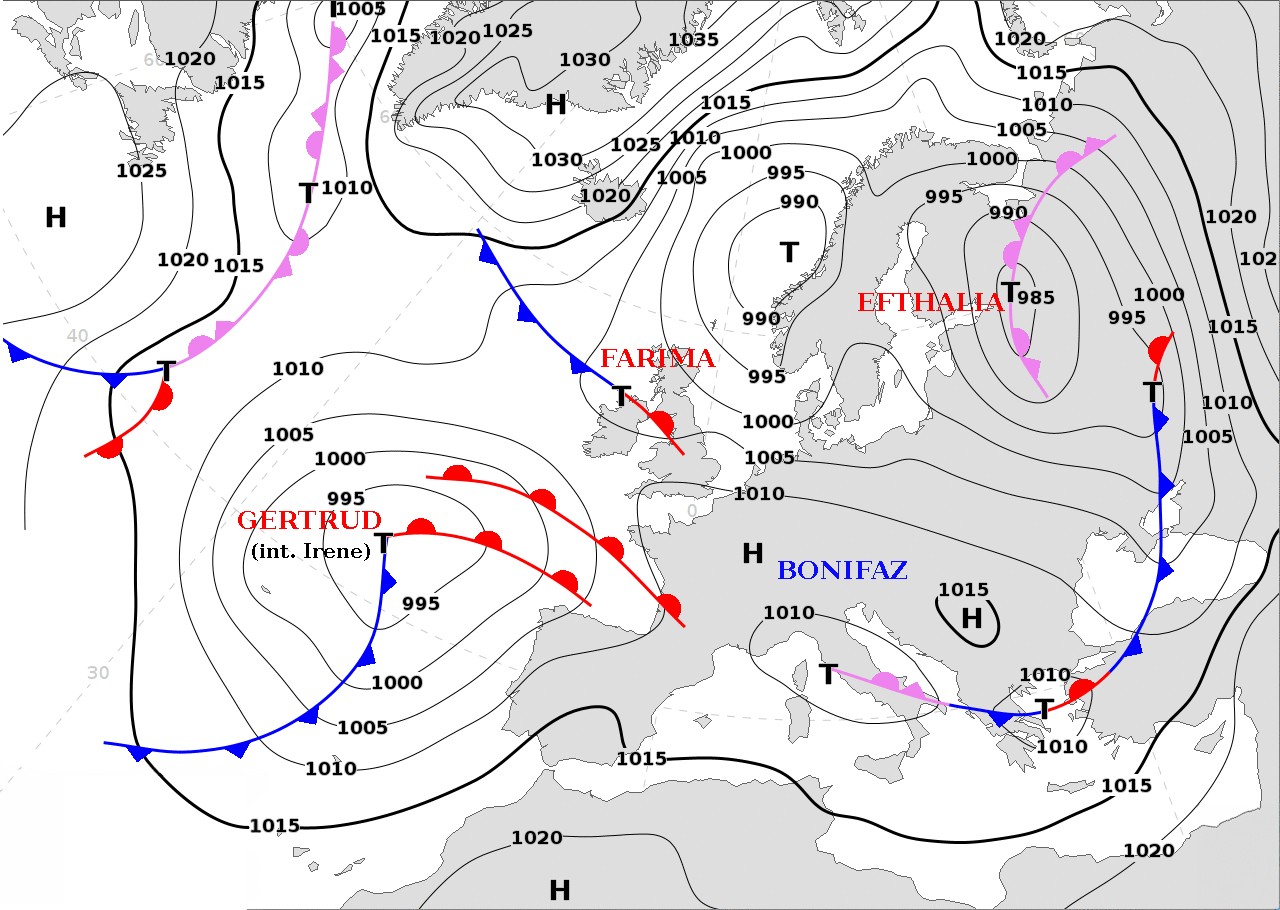 Meteorologická situace nad Evropou