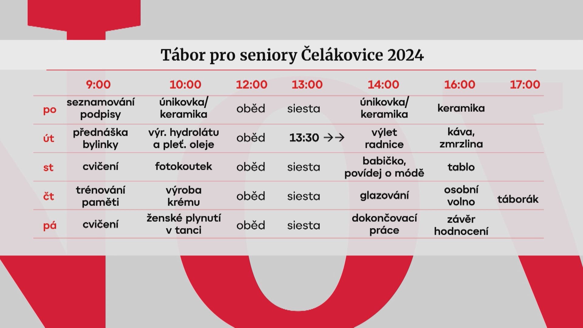 Tábor pro seniory Čelákovice 2024
