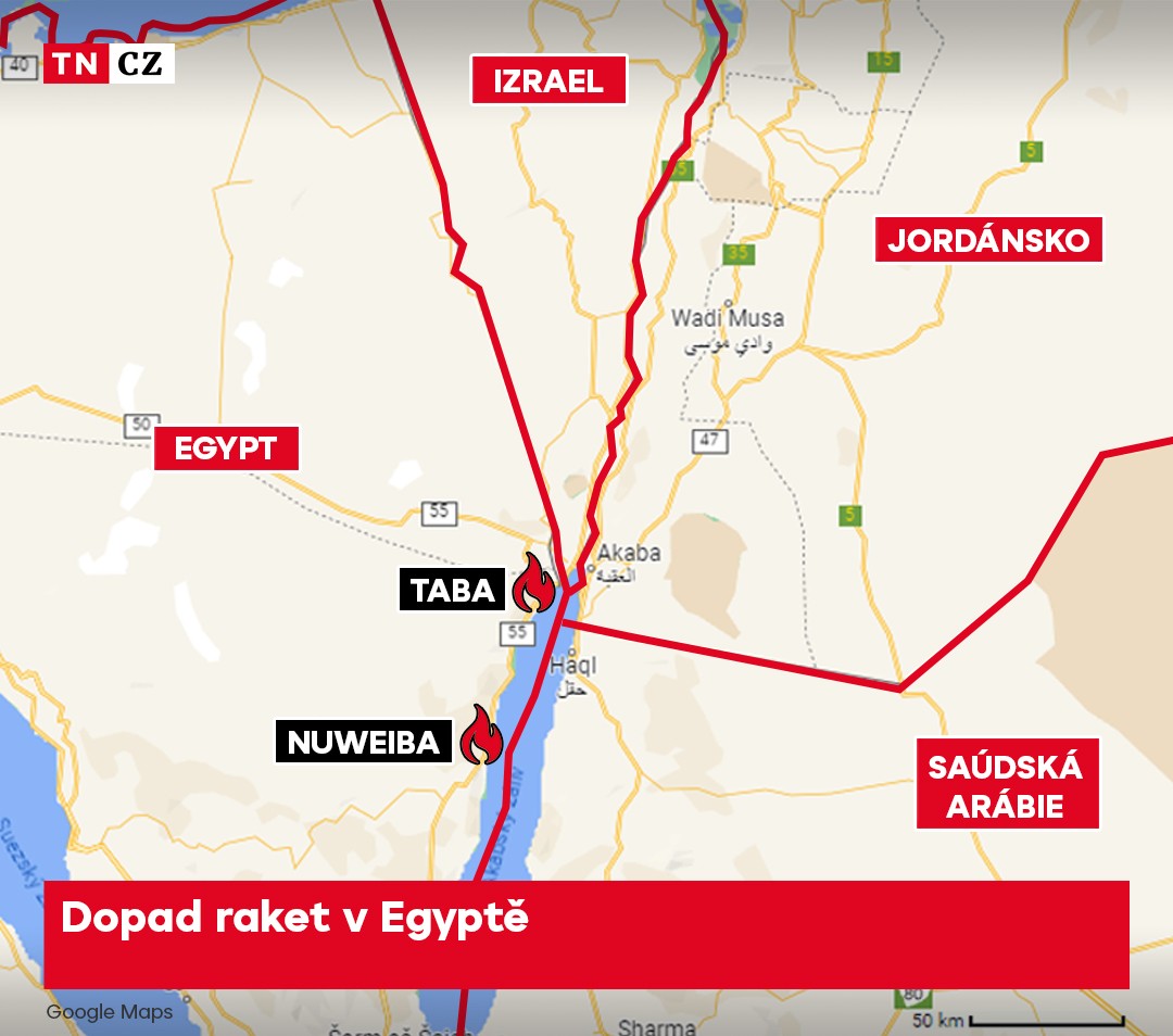 Dopad raket v Egyptě